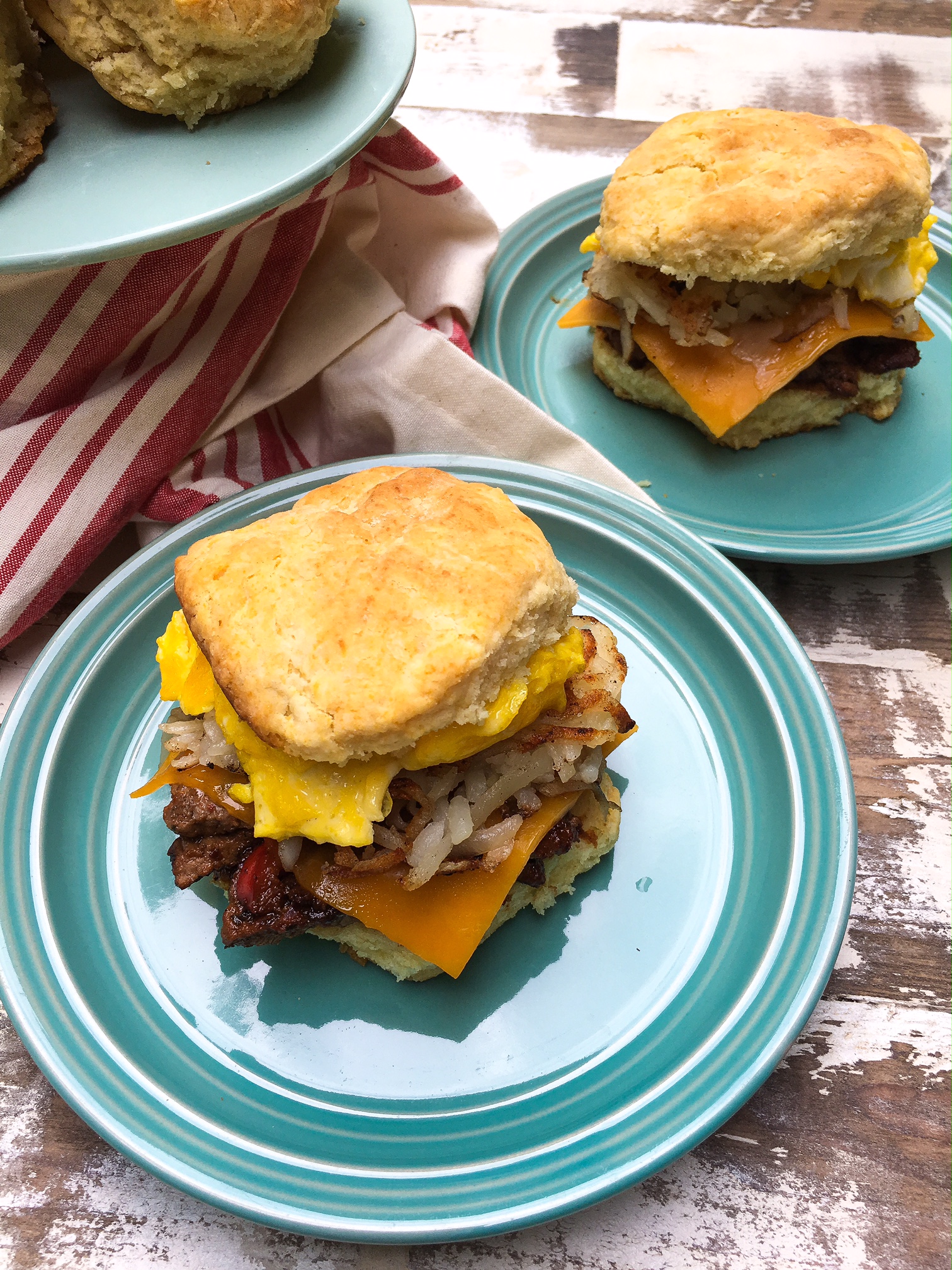 steak egg and cheese biscuits