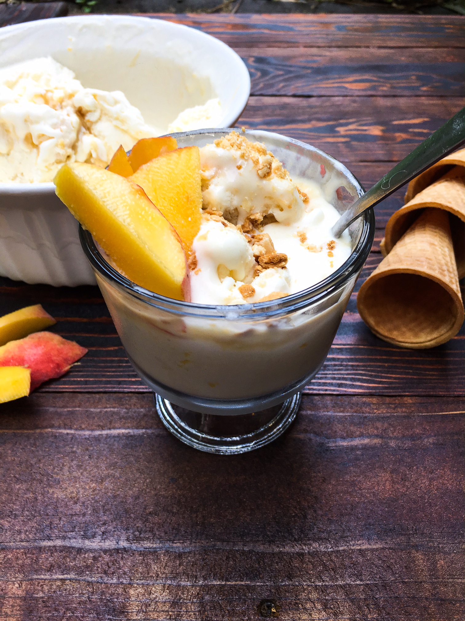 no churn peach and caramel ice cream