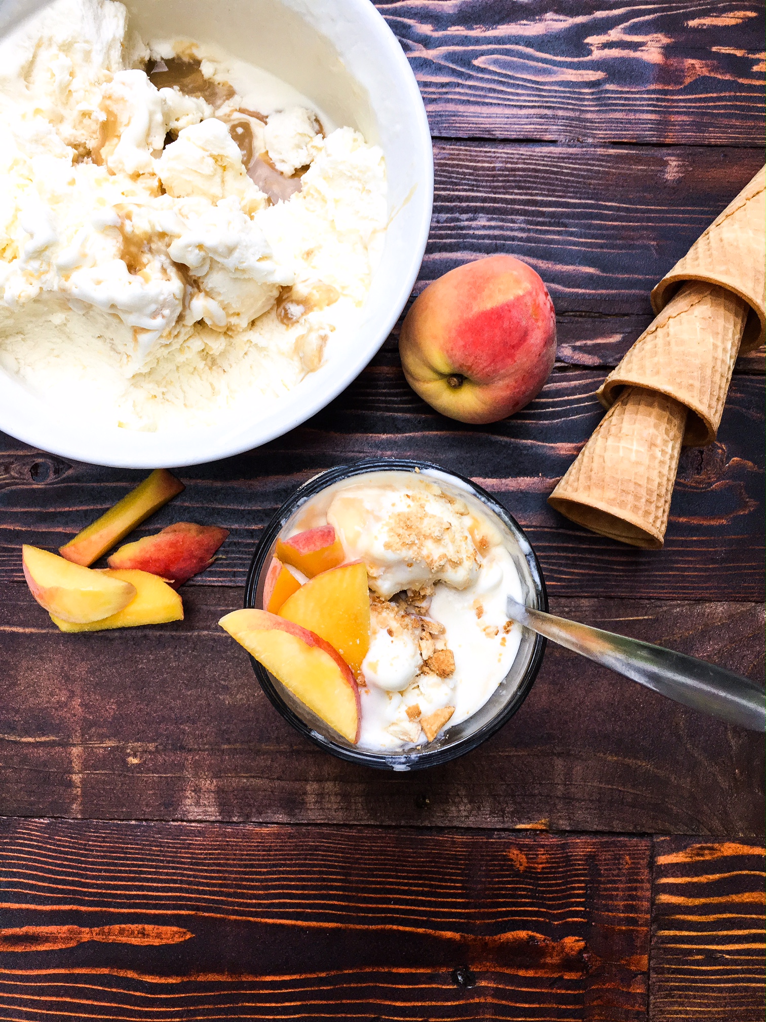 No Churn Peach and Caramel Ice Cream