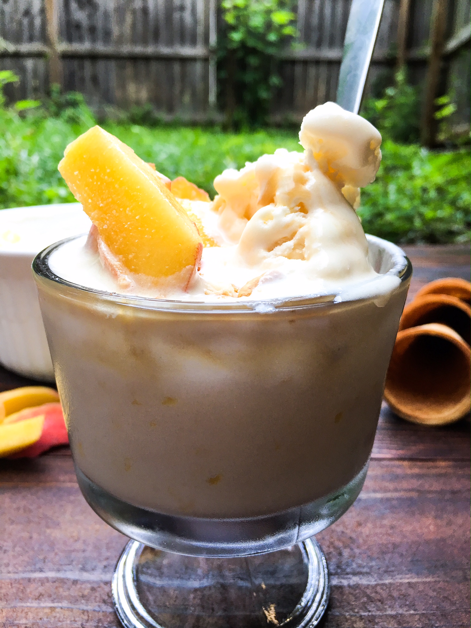 No Churn Peach and Caramel Ice Cream