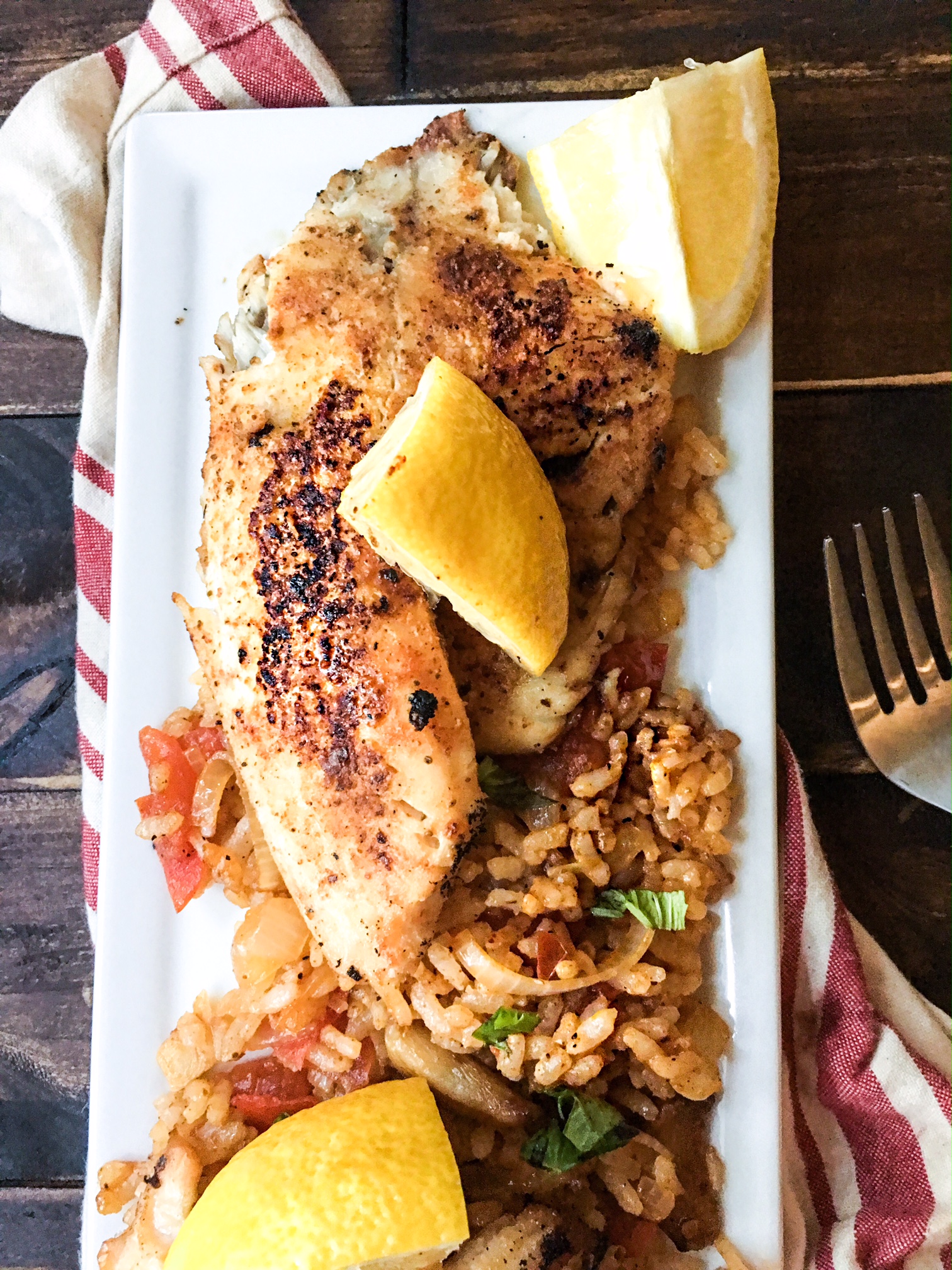 Grilled Fish and Dirty Rice
