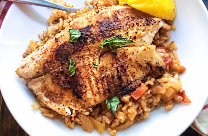 Grilled Fish and Dirty Rice