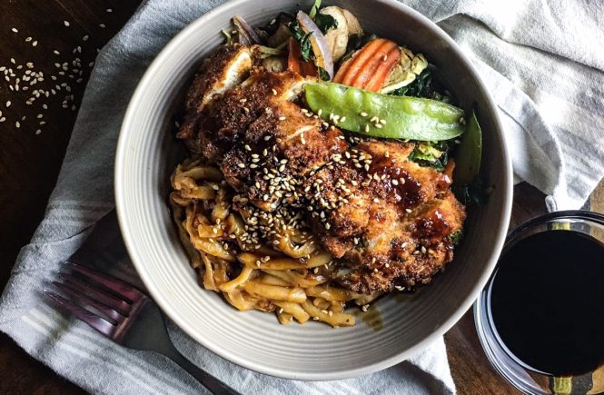 crispy chicken and udon